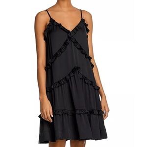 Rebecca Minkoff Sasha Ruffled Black Mini Dress Size Small